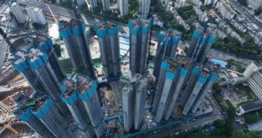 Shenzhen, Çin 'deki inşaat alanının havadan görünüşü