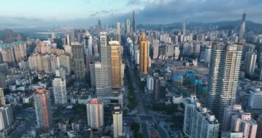 drone view of the modern asian city