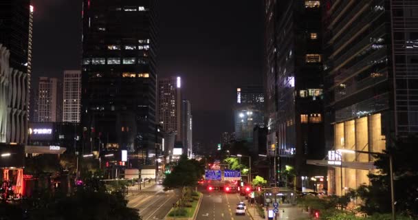 Hermosa Vista Moderna Ciudad Nocturna Con Carreteras — Vídeo de stock