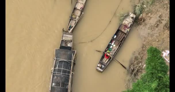 Aerial View Ships Dirty Water — Vídeos de Stock