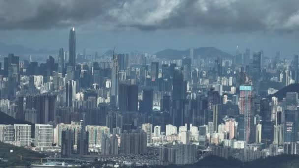 Vanuit Lucht Zicht Moderne Stadsgebouwen Wolkenkrabbers — Stockvideo