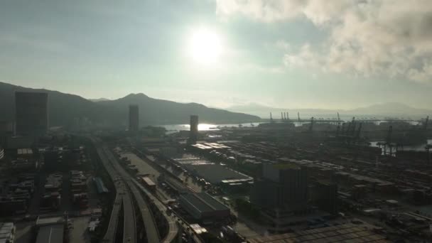 Vue Aérienne Terminal Conteneurs Yantian Dans Ville Shenzhen Chine — Video