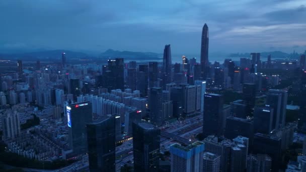 Aerial View Modern Asian City Evening — 图库视频影像
