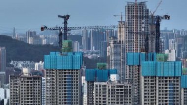 Shenzhen, Çin 'deki inşaat alanının havadan görünüşü