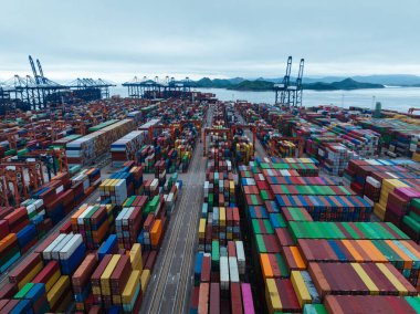 Aerial view of Yantian international container terminal in Shenzhen city, China