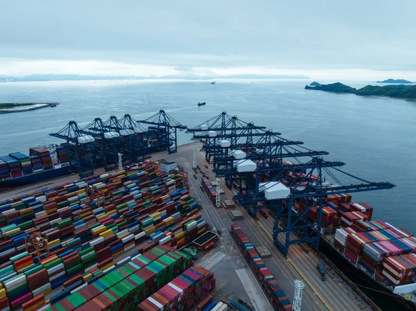 Aerial View Yantian International Container Terminal Shenzhen City China — Foto de Stock