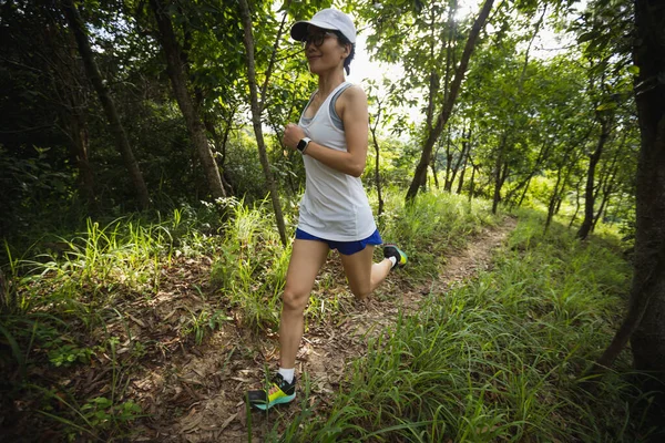 Trai Ormanı 'nda koşan kadın koşucu.