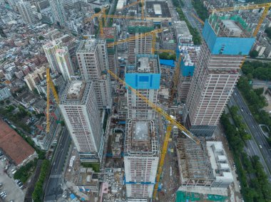 Aerial view of constructions ite in shenzhen city, China