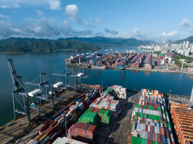 Aerial view of Yantian international container terminal in Shenzhen city, China