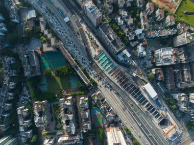 Aerial view of landscape in downtown of shenzhen city, China 