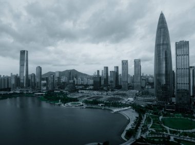 Shenzhen şehrinin havadan manzarası, Çin