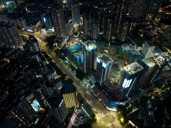 Aerial View Landscape Night Shenzhen City China — Stock Photo, Image