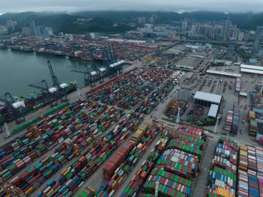 Shenzhen şehrindeki Yantian limanının havadan görüntüsü, Çin