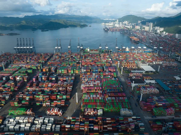 Shenzhen Şehrindeki Yantian Limanının Havadan Görüntüsü Çin — Stok fotoğraf