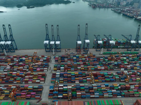 Shenzhen Şehrindeki Yantian Limanının Havadan Görüntüsü Çin — Stok fotoğraf