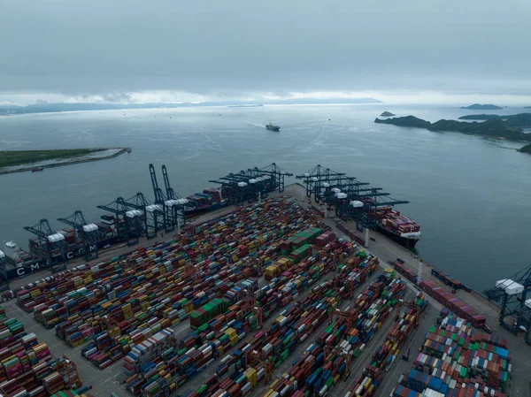Shenzhen Şehrindeki Yantian Limanının Havadan Görüntüsü Çin — Stok fotoğraf