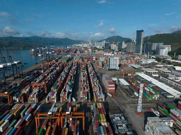 Shenzhen Şehrindeki Yantian Limanının Havadan Görüntüsü Çin — Stok fotoğraf