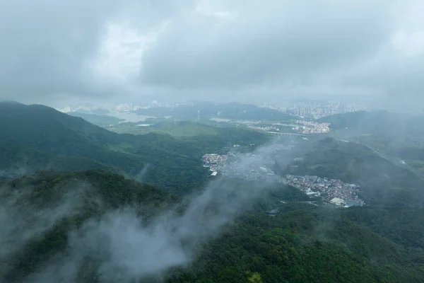 Vista Aérea Bela Paisagem Montanha Floresta — Fotografia de Stock