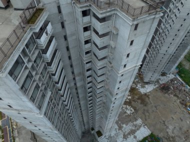 Çin 'deki çok katlı apartman inşaatının havadan görüntüsü