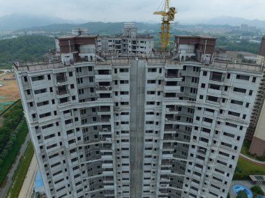 Çin 'deki çok katlı apartman inşaatının havadan görüntüsü