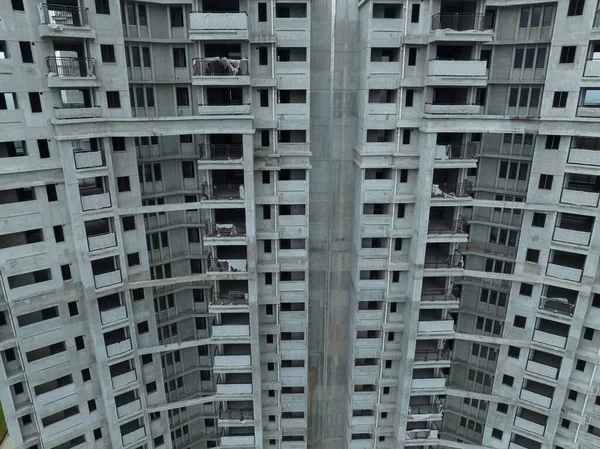 Çin 'deki çok katlı apartman inşaatının havadan görüntüsü