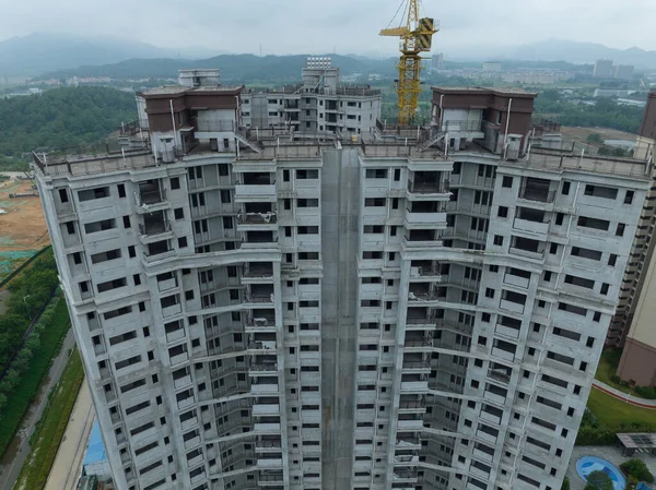 Çin 'deki çok katlı apartman inşaatının havadan görüntüsü