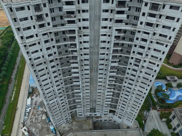 Çin 'deki çok katlı apartman inşaatının havadan görüntüsü