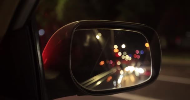 Car Driving City Road Night — Stock video