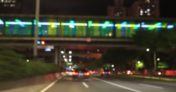 Car Driving City Road Night — Stockvideo