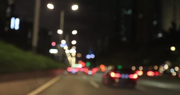 Car Driving City Road Night — Vídeo de Stock