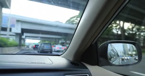 Driving Car City Road Daytime — Vídeo de Stock