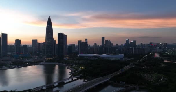 Vue Aérienne Paysage Dans Ville Shenzhen Chine — Video