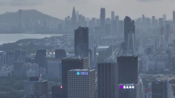 Luchtfoto Van Landschap Shenzhen Stad China — Stockvideo