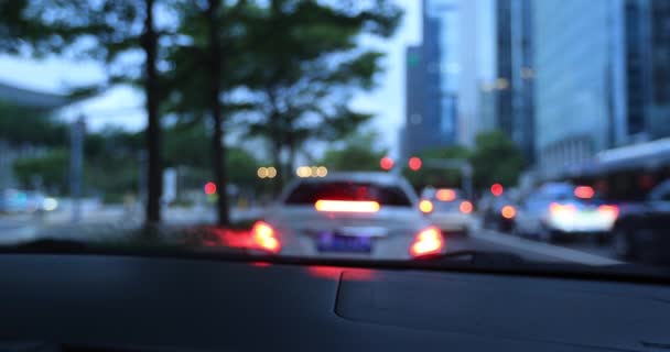 Kadın Şehir Yolunda Araba Sürüyor — Stok video