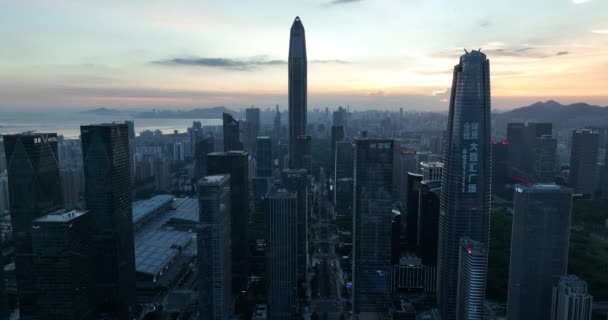 Vista Aérea Paisagem Por Sol Cidade Shenzhen China — Vídeo de Stock