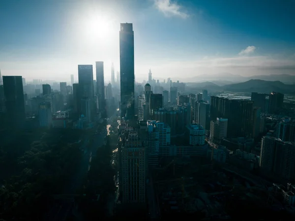 Αεροφωτογραφία Του Τοπίου Στην Πόλη Shenzhen Κίνα — Φωτογραφία Αρχείου