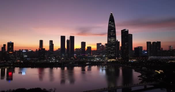 Noční Pohled Panorama Města Městě Shenzhen Čína — Stock video
