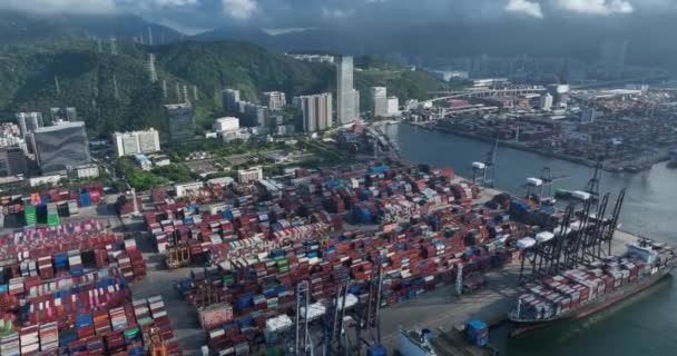 Widok Lotu Ptaka Terminal Kontenerowy Shenzhen Chiny — Wideo stockowe