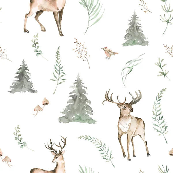 Woodland seamless pattern for fabric, Watercolor forest animals seamless digital paper, Cute animals repeat pattern for nursery decor, textile, wrapping paper