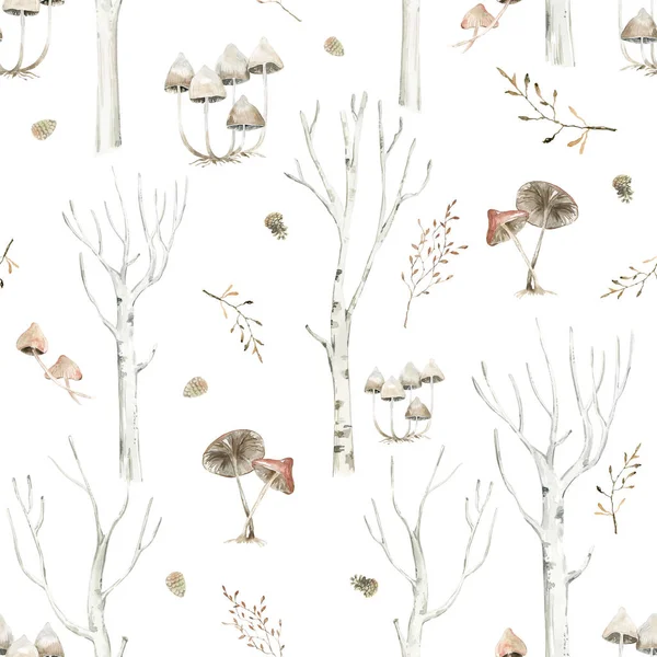 Woodland Bezszwowy Wzór Tkaniny Akwarela Zwierząt Leśnych Bezszwowy Papier Cyfrowy — Zdjęcie stockowe