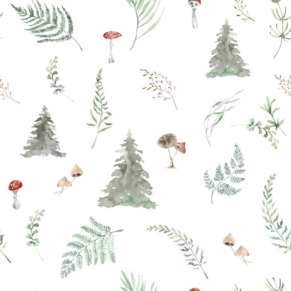 Woodland seamless pattern for fabric, Watercolor forest animals seamless digital paper, Cute animals repeat pattern for nursery decor, textile, wrapping paper
