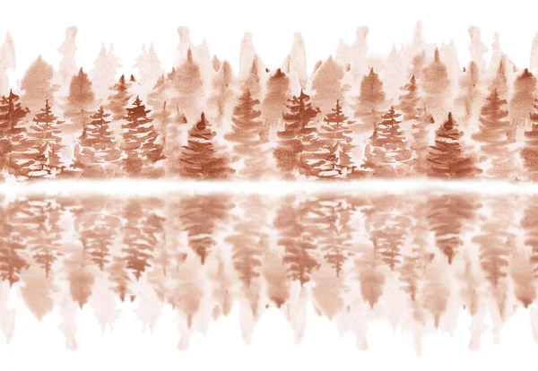 水の山の風景シームレスなパターン スカンディナヴィアの自然と旅行イラスト 壁紙のための秋の山と森 ストックフォト
