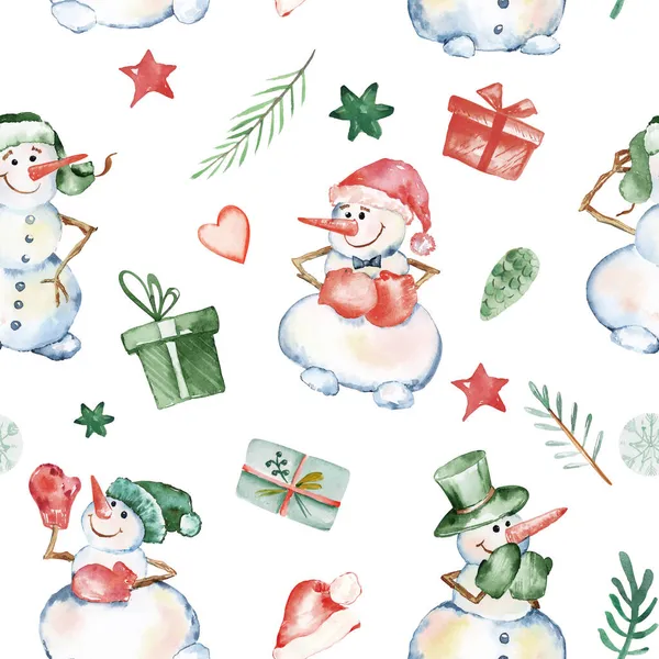 Aquarel Leuke Kerst Patroon Voor Stof Mijn Eerste Kerstdecor Patroon — Stockfoto