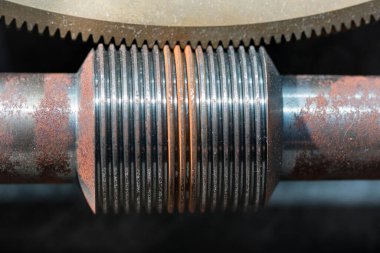 Metal Solucan Tekerleği 'nin yakın çekimi, Beyaz zemin üzerinde Solucan Gear