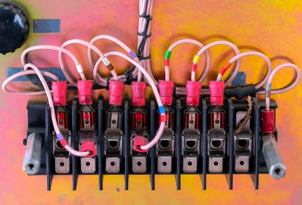 Power Supply Unit Output Rail Steel Push Connectors Color Coded — Fotografia de Stock