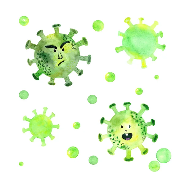 Illustrazione Acquerello Della Molecola Coronaviro Coronavirus Focolaio Coronavirus Influenza Casi — Foto Stock