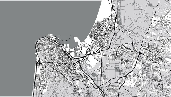 도시 벡터 도시 지도, 이스라엘의 하이파, 동쪽 — 스톡 벡터