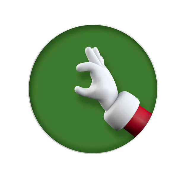 Babbo Natale tenendo mano segno festivo cartone animato Natale personaggio braccio. Rendering 3D — Foto Stock