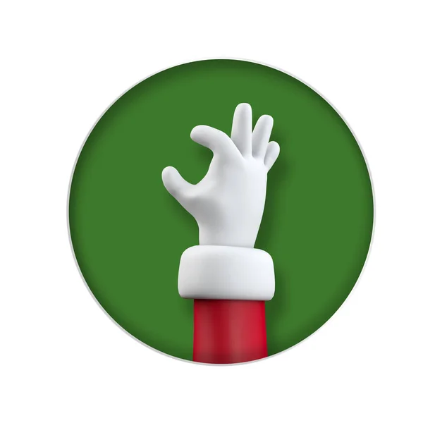 Santa Claus holding hand sign festive cartoon Christmas character arm. 3D Rendering — Stock Photo, Image
