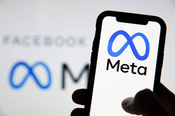 LONDON, UK - October 2021: Facebook social media company changes its corporate name to Meta